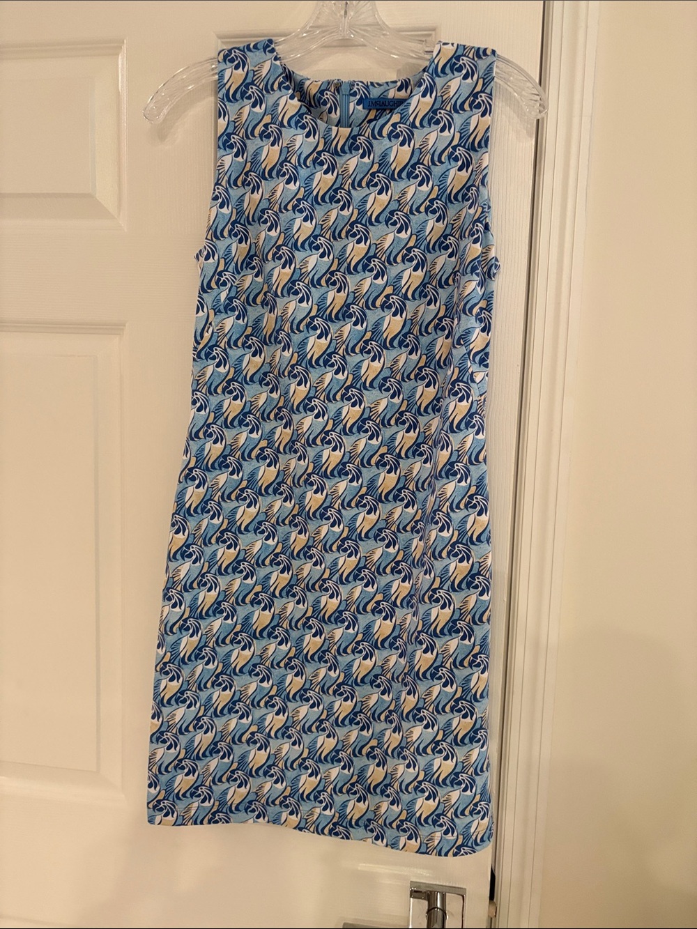 Sleeveless Printed Shift Skirt - Blue/White